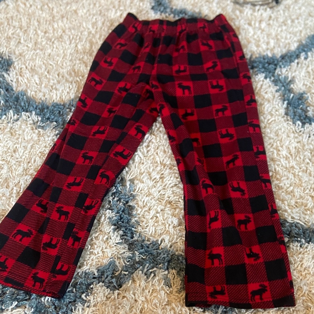 Kids Red and Black Plaid Pajama Bottoms